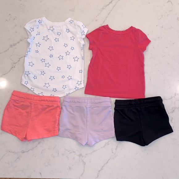 7 Piece Set Cat & Jack Carter’s Girl’s Play Bundle: 2 t-shirts, 5 shorts (2T) - Picture 3 of 8